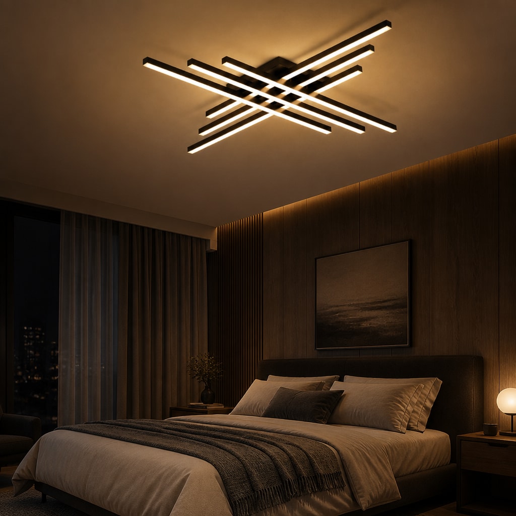 Modern Linear LED Flush Mount Ceiling Light for Living Room & Bedroom