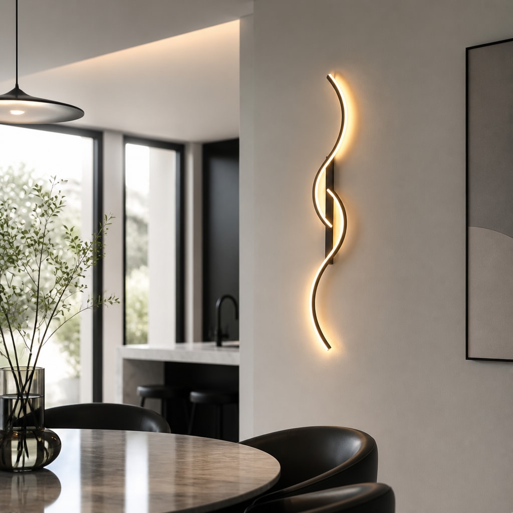 Modern Curved LED Wall Sconce for Bedroom, Hallway & Living Room