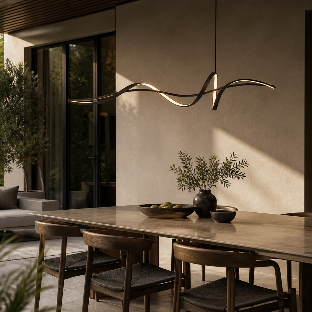 Modern Wave LED Pendant Chandelier for Dining & Living Room