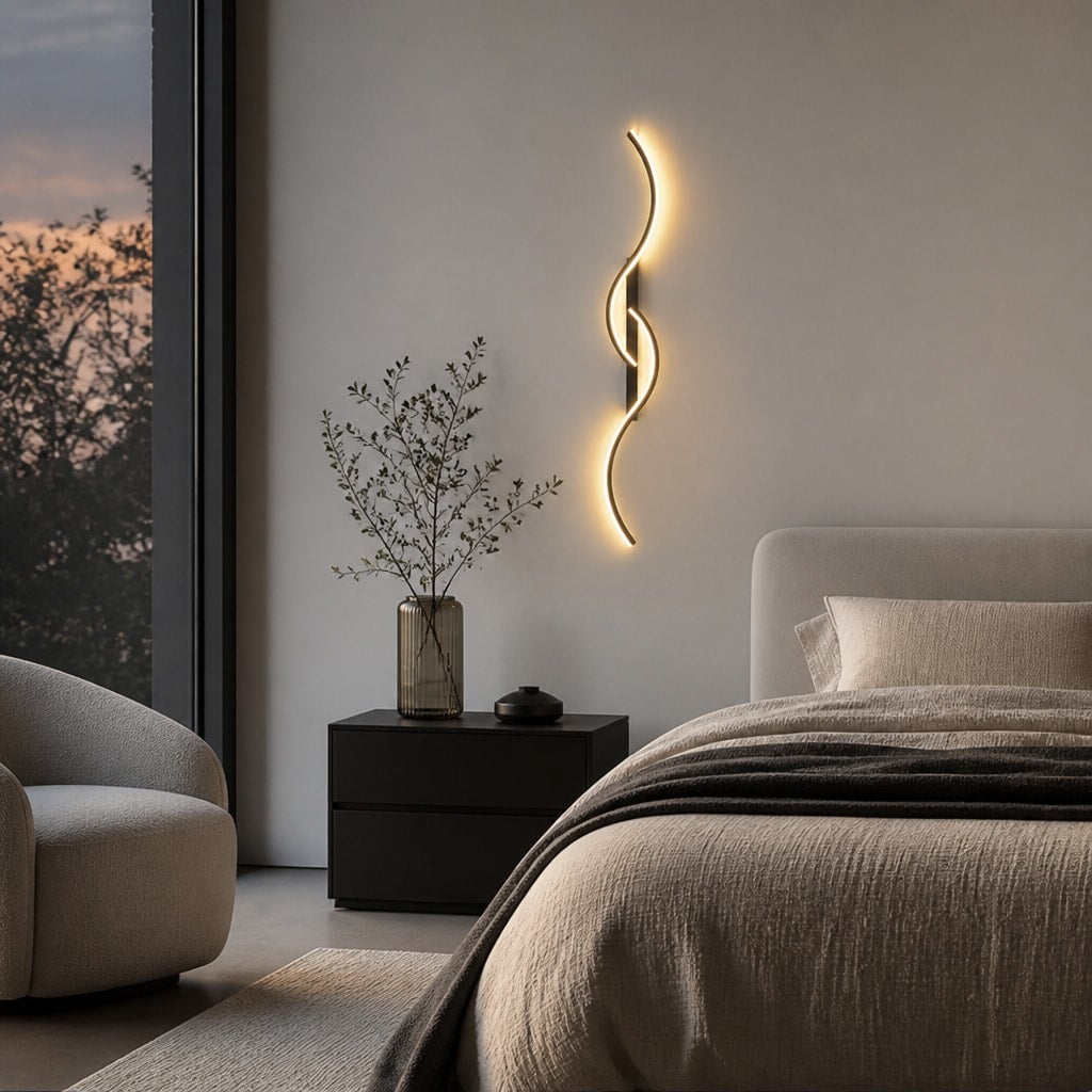 Modern Curved LED Wall Sconce for Bedroom, Hallway & Living Room