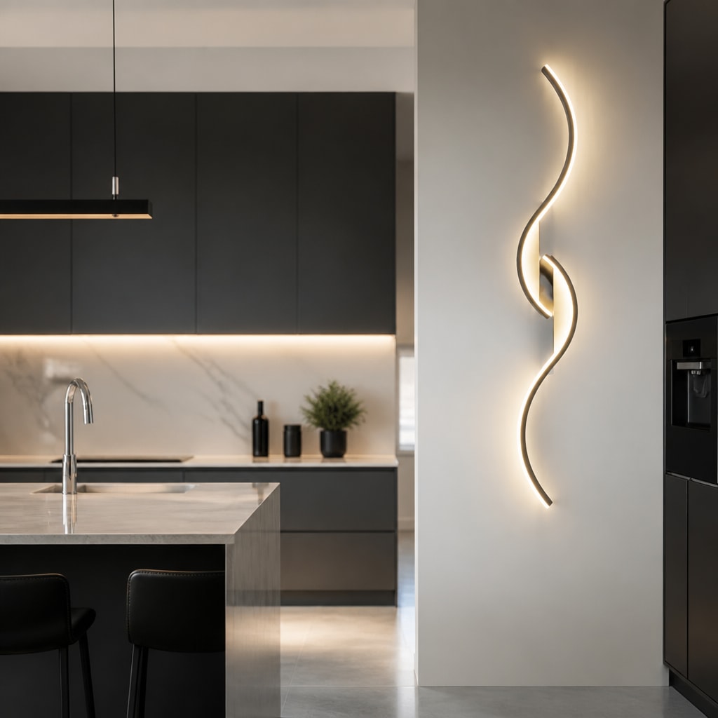 Modern Curved LED Wall Sconce for Bedroom, Hallway & Living Room