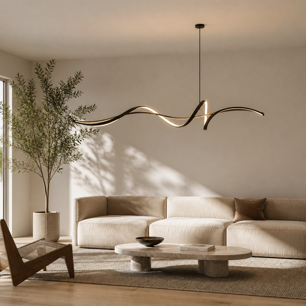 Modern Wave LED Pendant Chandelier for Dining & Living Room