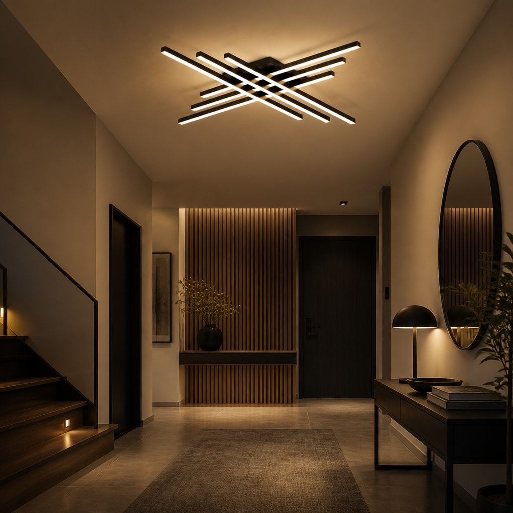 Modern Linear LED Flush Mount Ceiling Light for Living Room & Bedroom