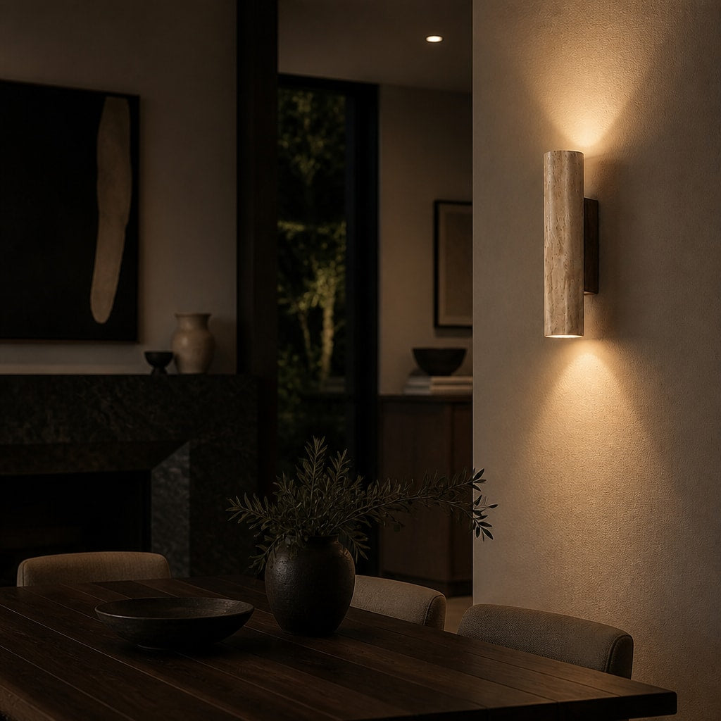 Modern Travertine Wall Sconce with Warm Up & Down LED Light