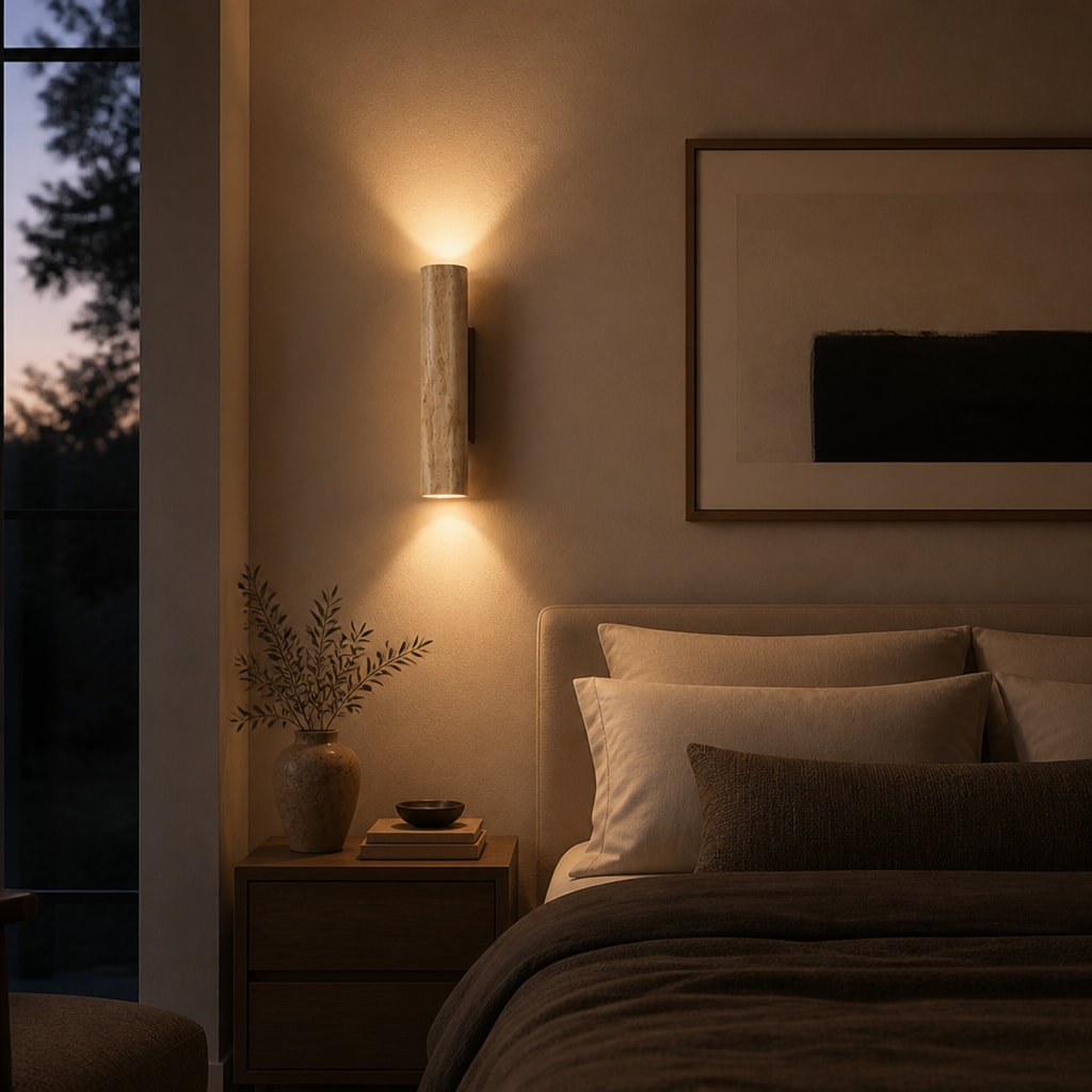 Modern Travertine Wall Sconce with Warm Up & Down LED Light
