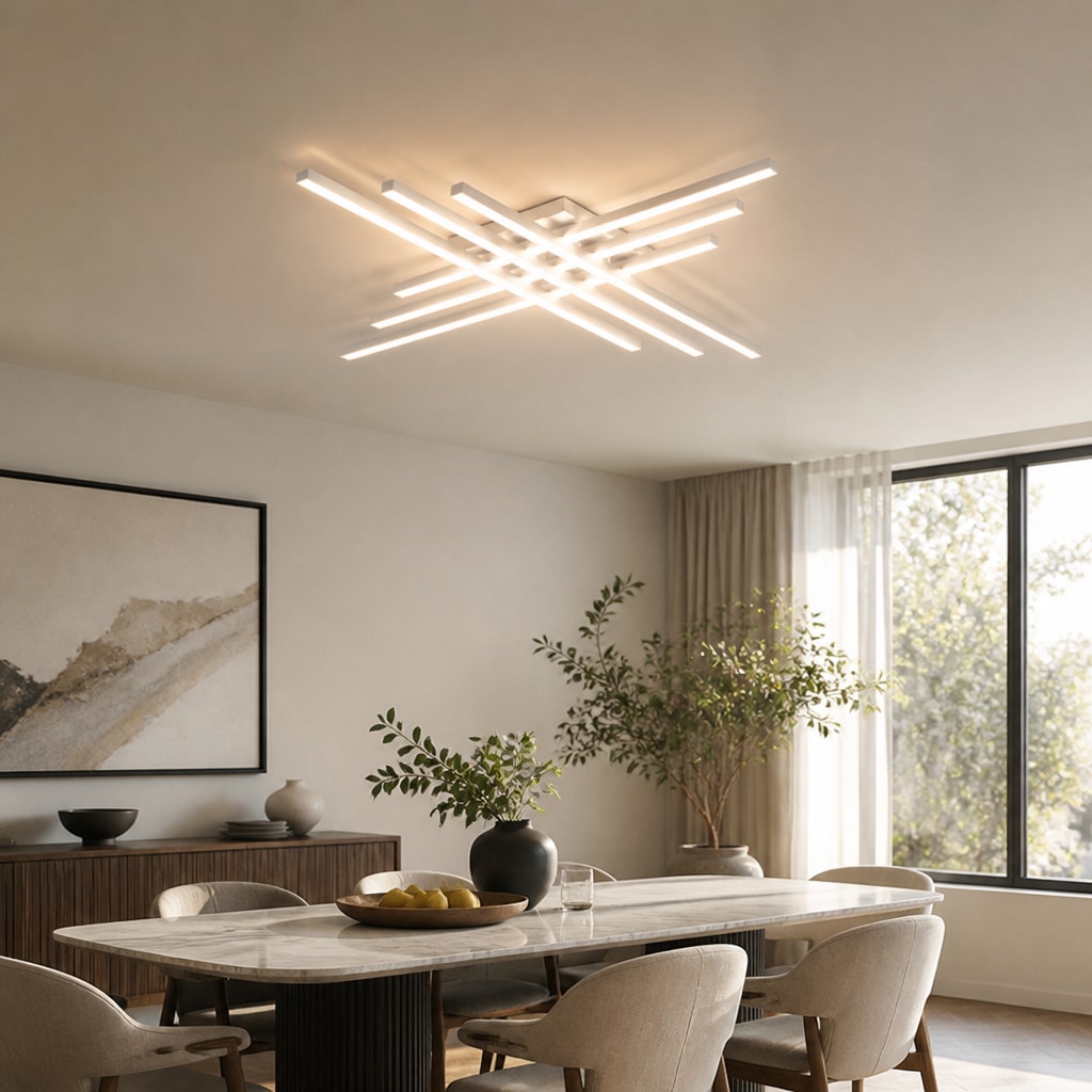 Modern Linear LED Flush Mount Ceiling Light for Living Room & Bedroom
