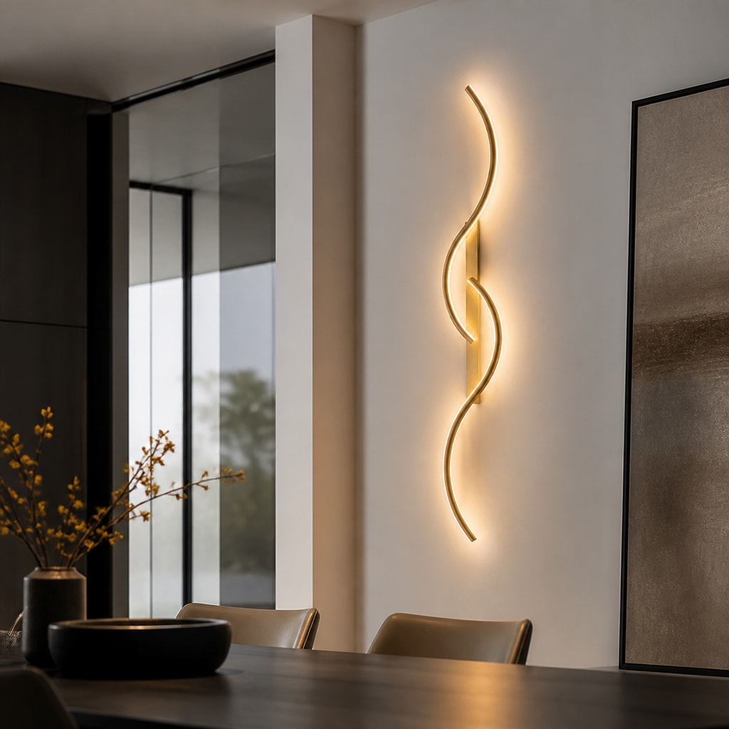 Modern Curved LED Wall Sconce for Bedroom, Hallway & Living Room