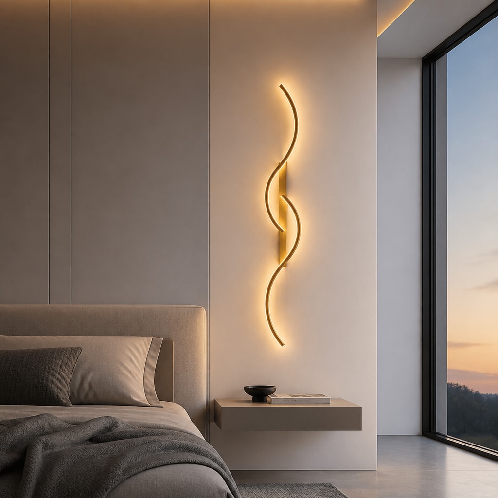 Modern Curved LED Wall Sconce for Bedroom, Hallway & Living Room