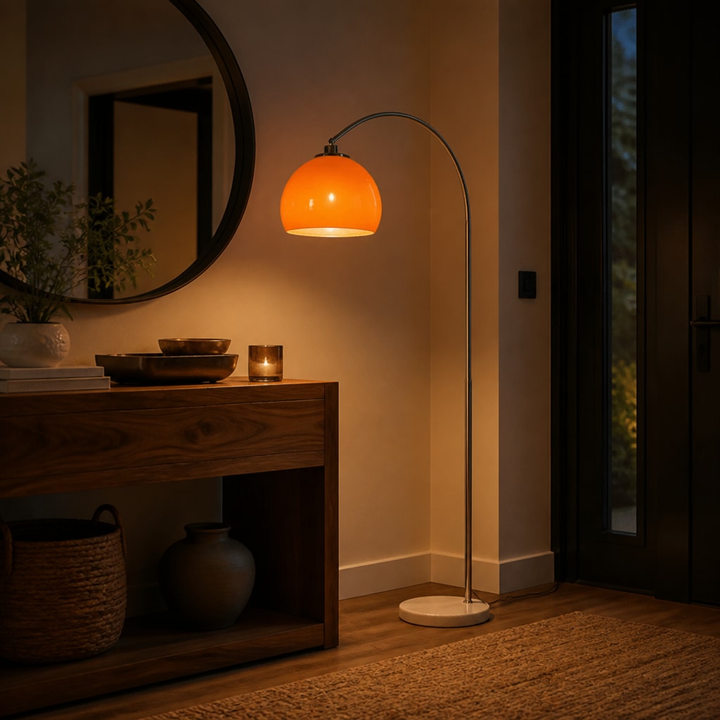 Modern Arc Floor Lamp with Glass Shade for Living Room & Bedroom
