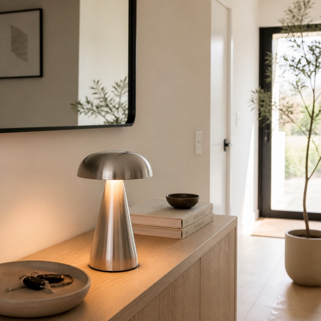 Modern Rechargeable Mushroom LED Table Lamp in Gold or Silver
