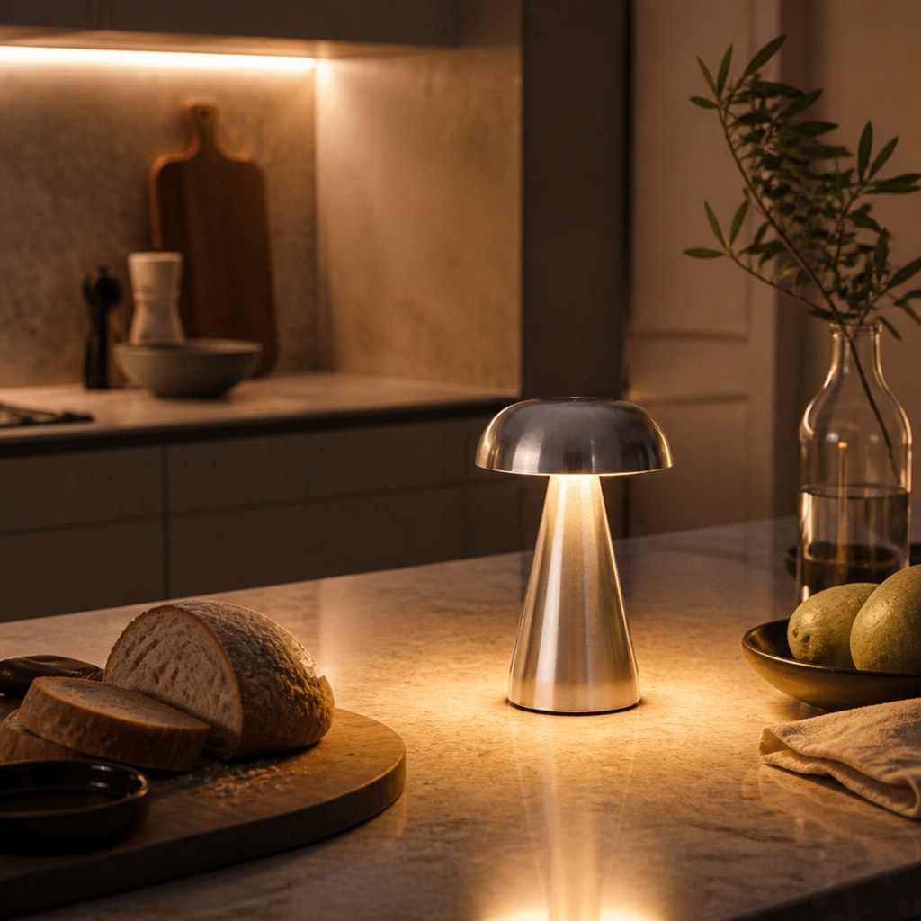 Modern Rechargeable Mushroom LED Table Lamp in Gold or Silver