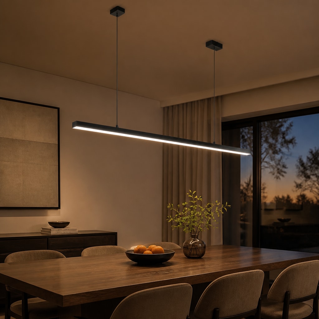 Modern Linear LED Pendant Light for Kitchen Island & Dining Room