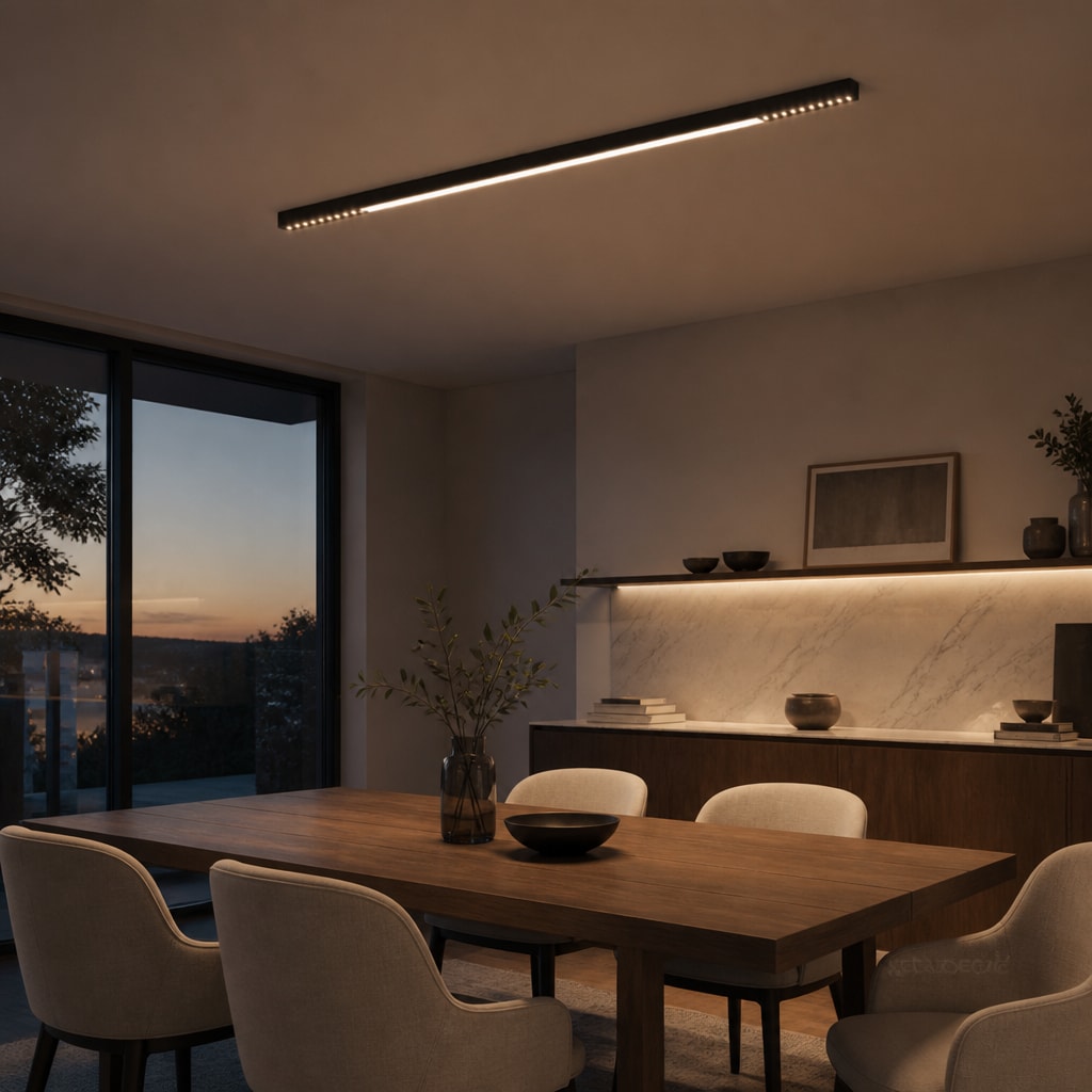 Modern Linear LED Ceiling Light, Black Flush Mount Bar Fixture