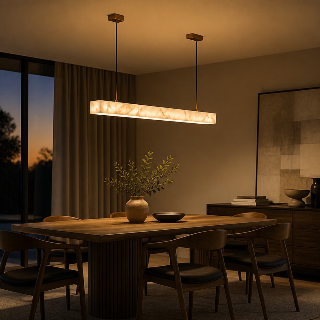 Modern Linear Marble Pendant Light – LED Kitchen Island Fixture