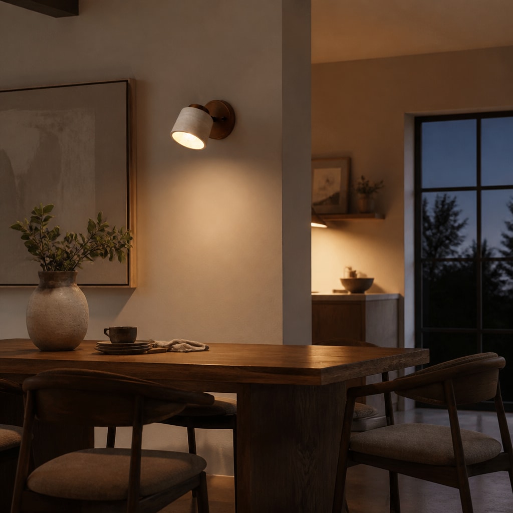 Wabi Sabi Stone Wall Lamp Rotatable Bedside Light Fixture