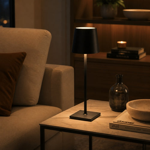 Modern Black LED Table Lamp for Bedside, Bedroom & Home Office