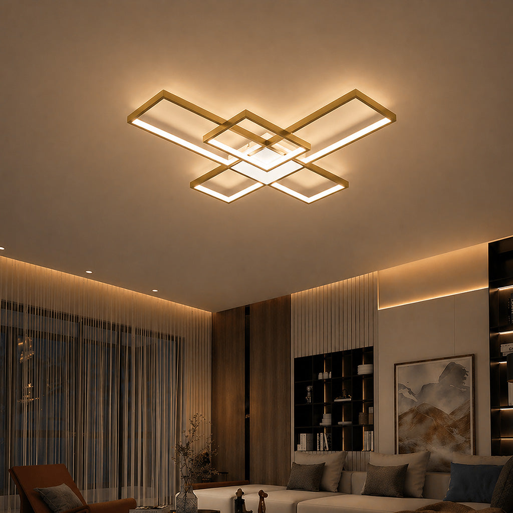 Modern Geometric LED Flush Mount Ceiling Light for Living Room