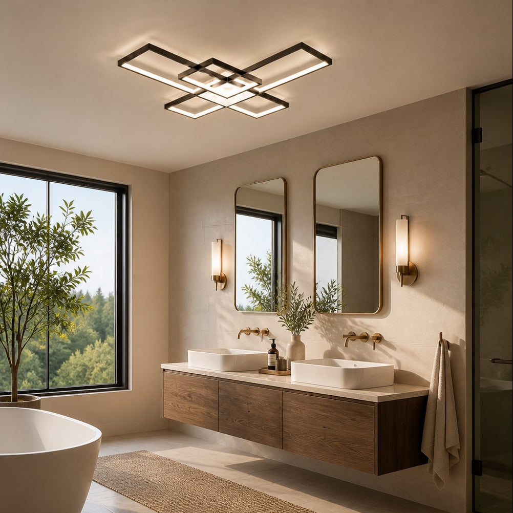 Modern Geometric LED Flush Mount Ceiling Light for Living Room