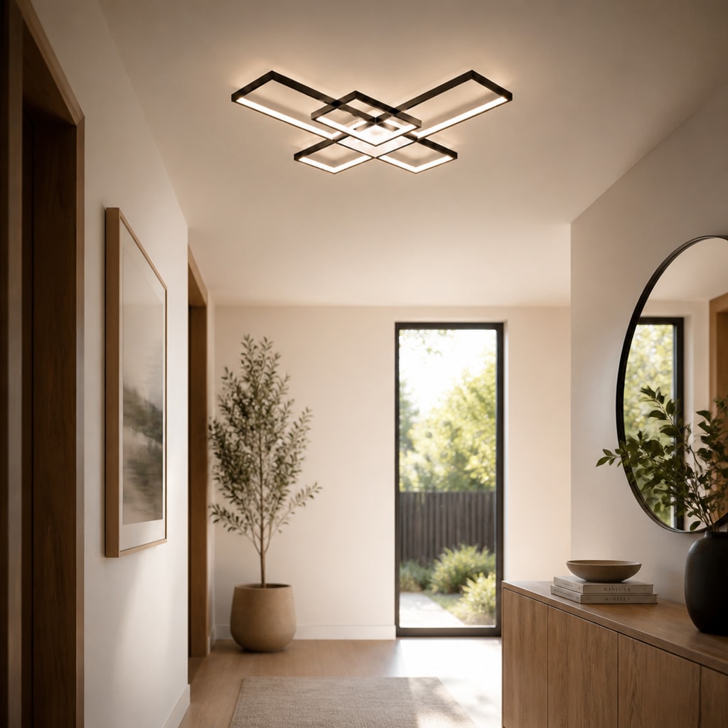Modern Geometric LED Flush Mount Ceiling Light for Living Room