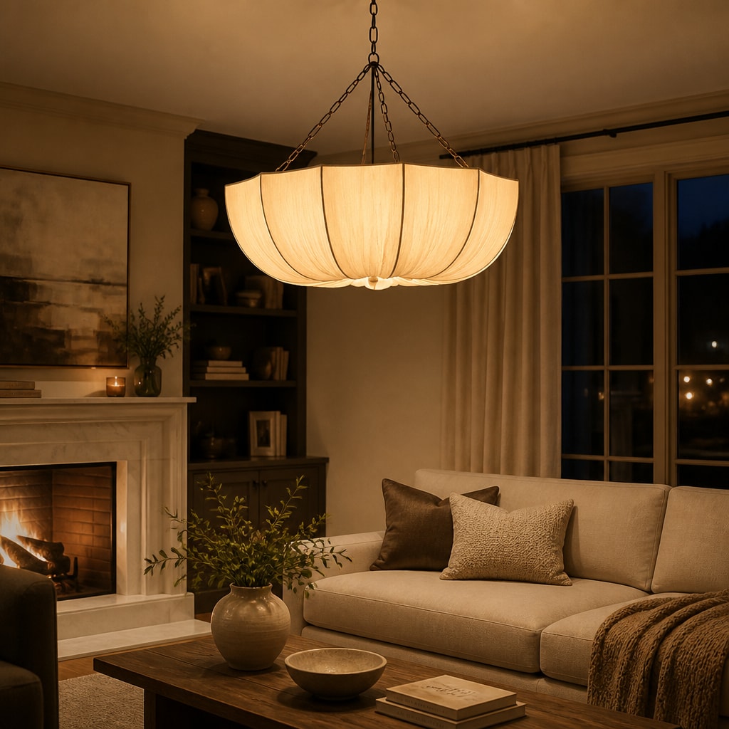 Wabi Sabi Fabric Chandelier Japanese Pendant Dining Light