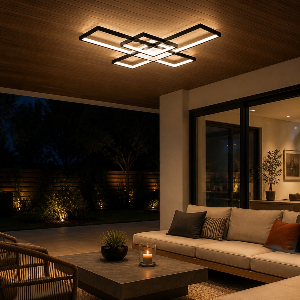 Modern Geometric LED Flush Mount Ceiling Light for Living Room