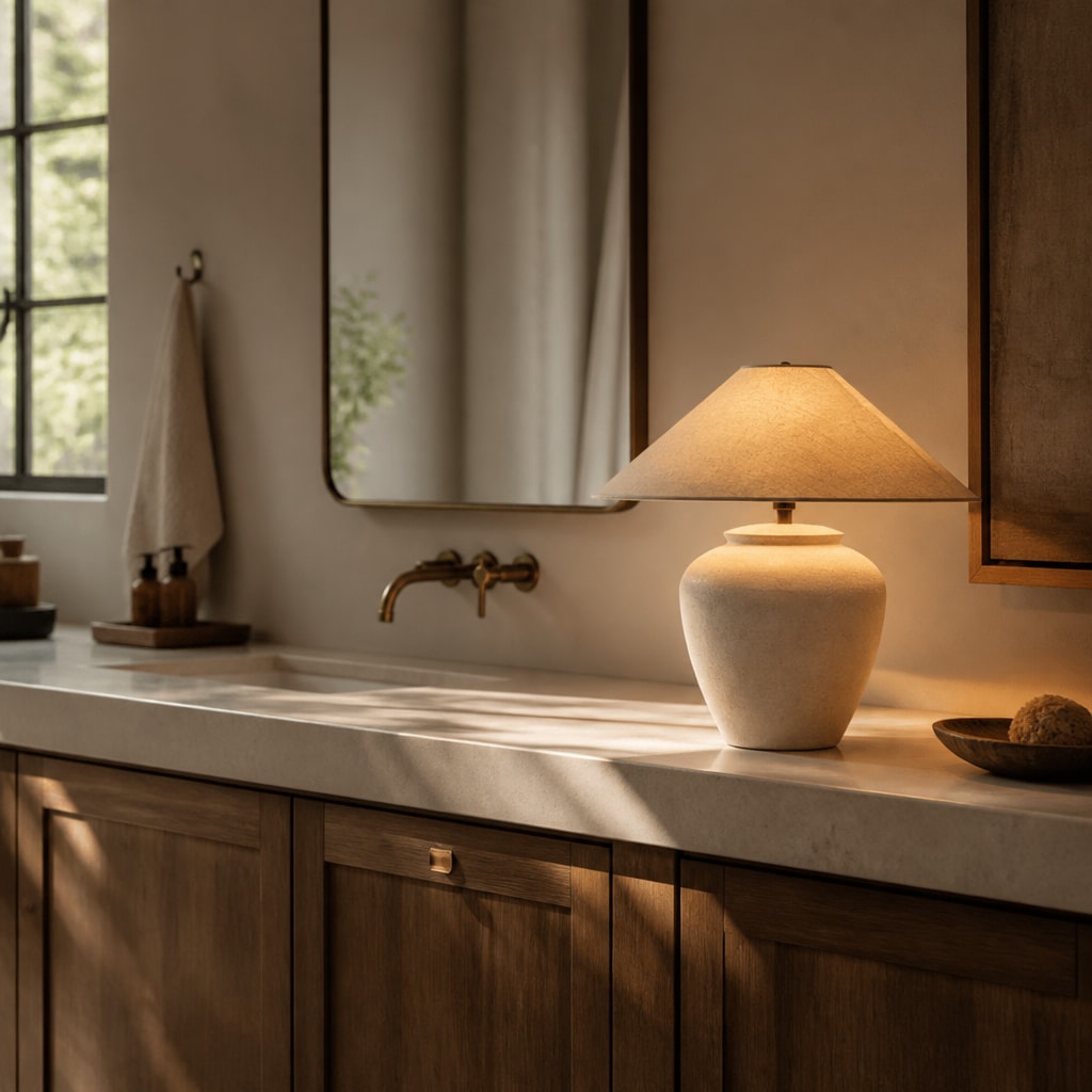 Wabi Sabi Ceramic Table Lamp Minimalist Bedside Ambient Light