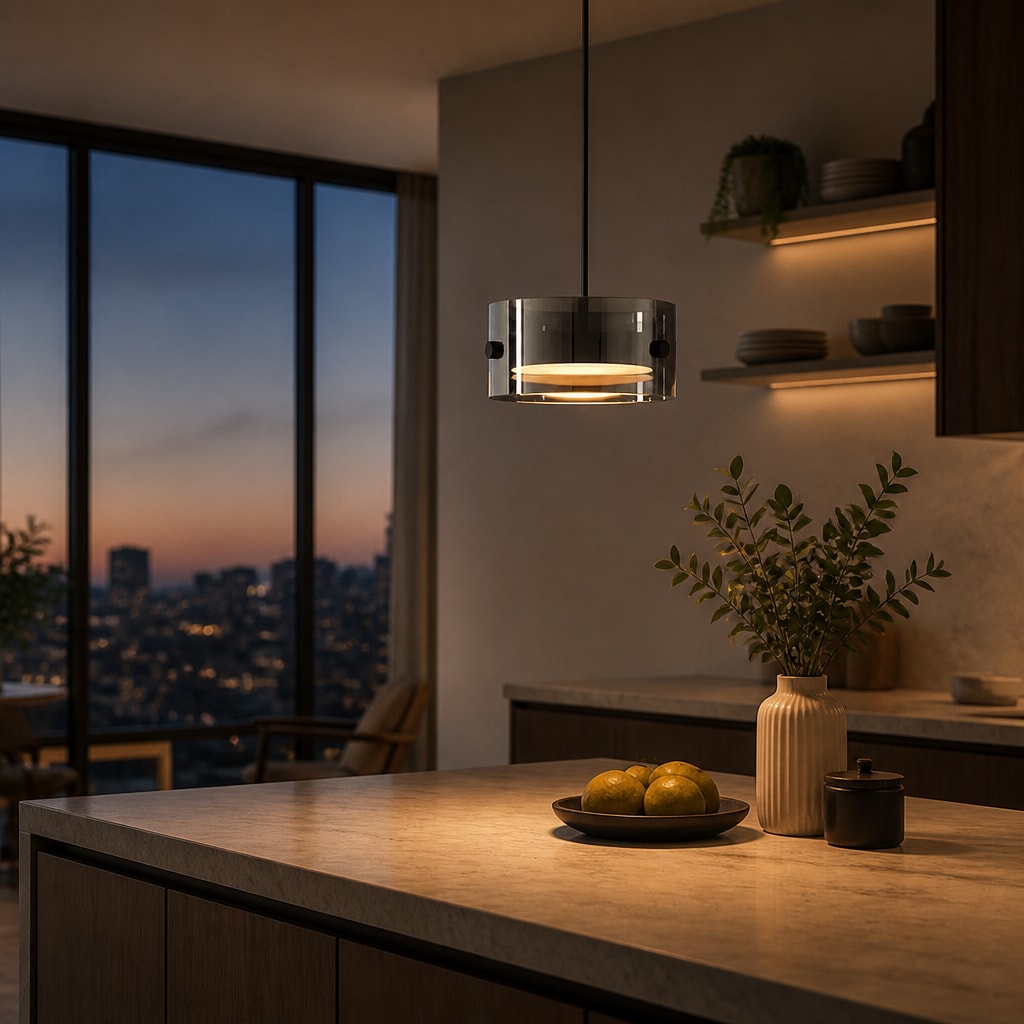 Modern Glass Pendant Light Warm LED Kitchen Island Hanging Lamp