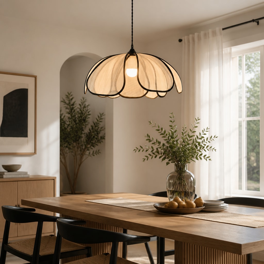 Modern Fabric Pendant Light – Minimalist Ceiling Lamp Fixture
