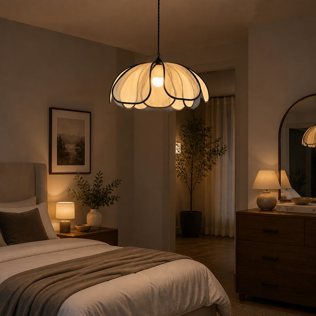 Modern Fabric Pendant Light – Minimalist Ceiling Lamp Fixture