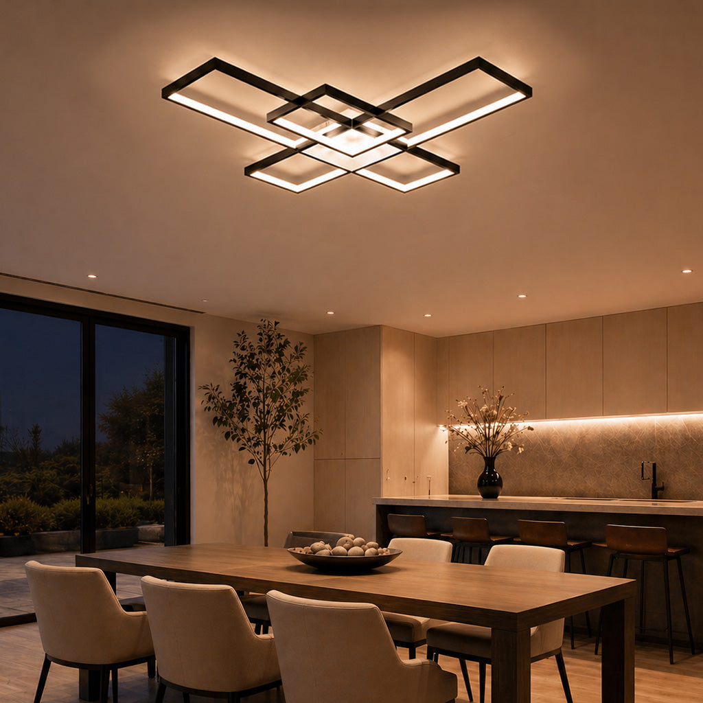 Modern Geometric LED Flush Mount Ceiling Light for Living Room