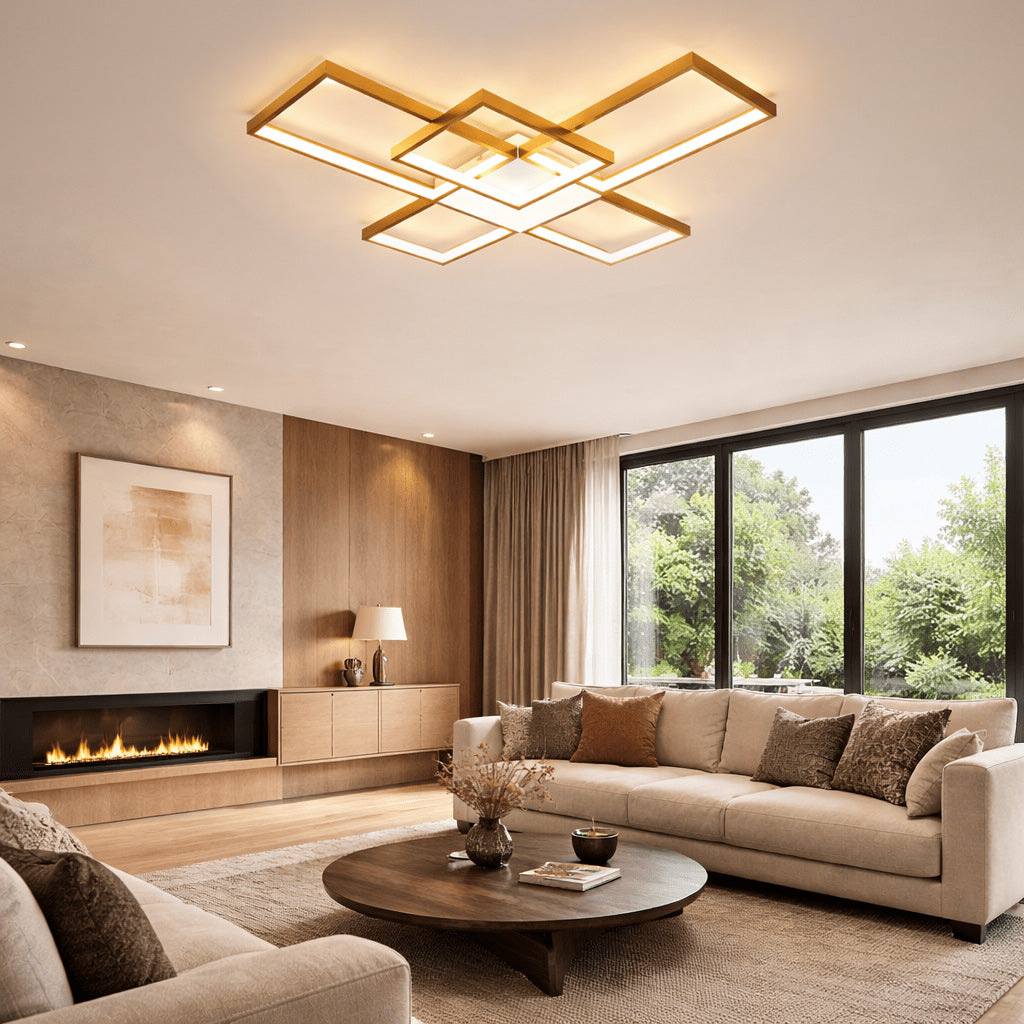 Modern Geometric LED Flush Mount Ceiling Light for Living Room