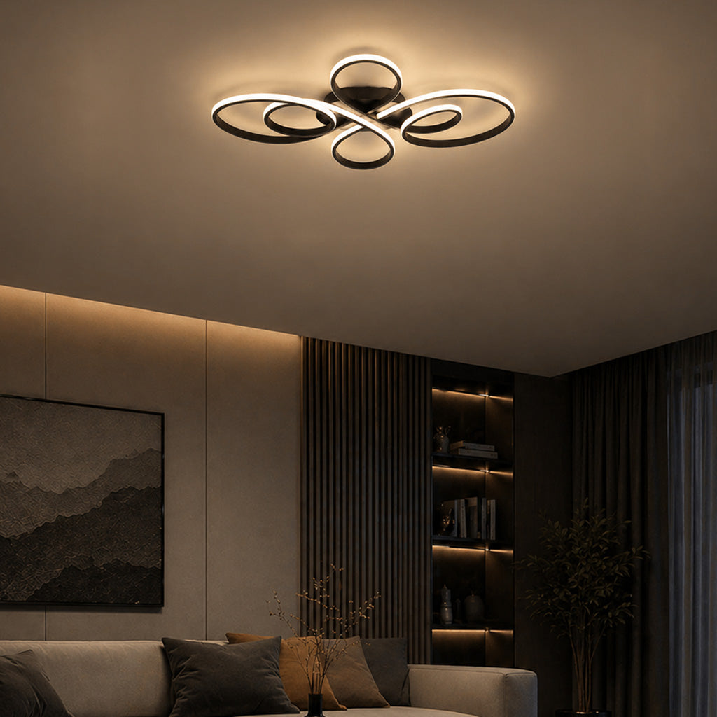 Modern LED Flush Mount Ceiling Light with Remote for Living Room