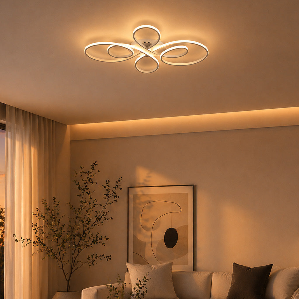 Modern LED Flush Mount Ceiling Light with Remote for Living Room