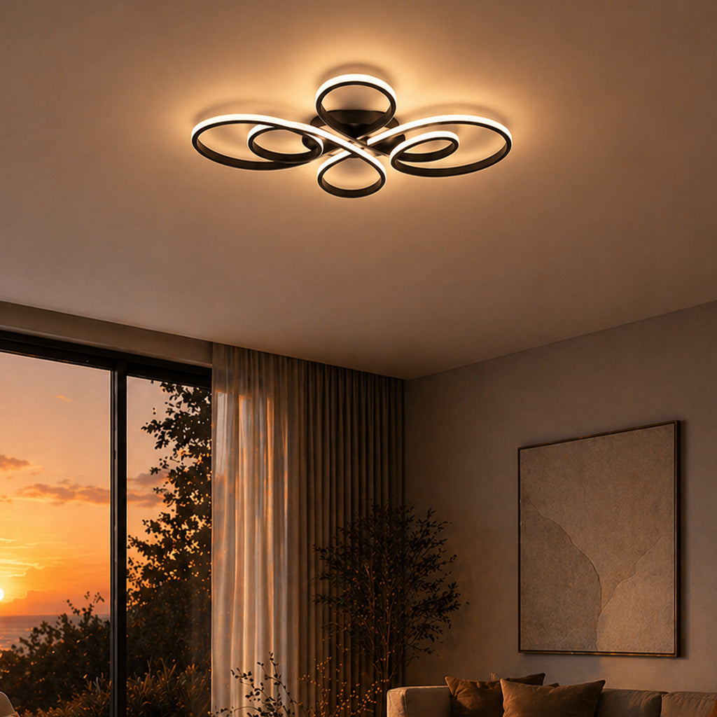 Modern LED Flush Mount Ceiling Light with Remote for Living Room