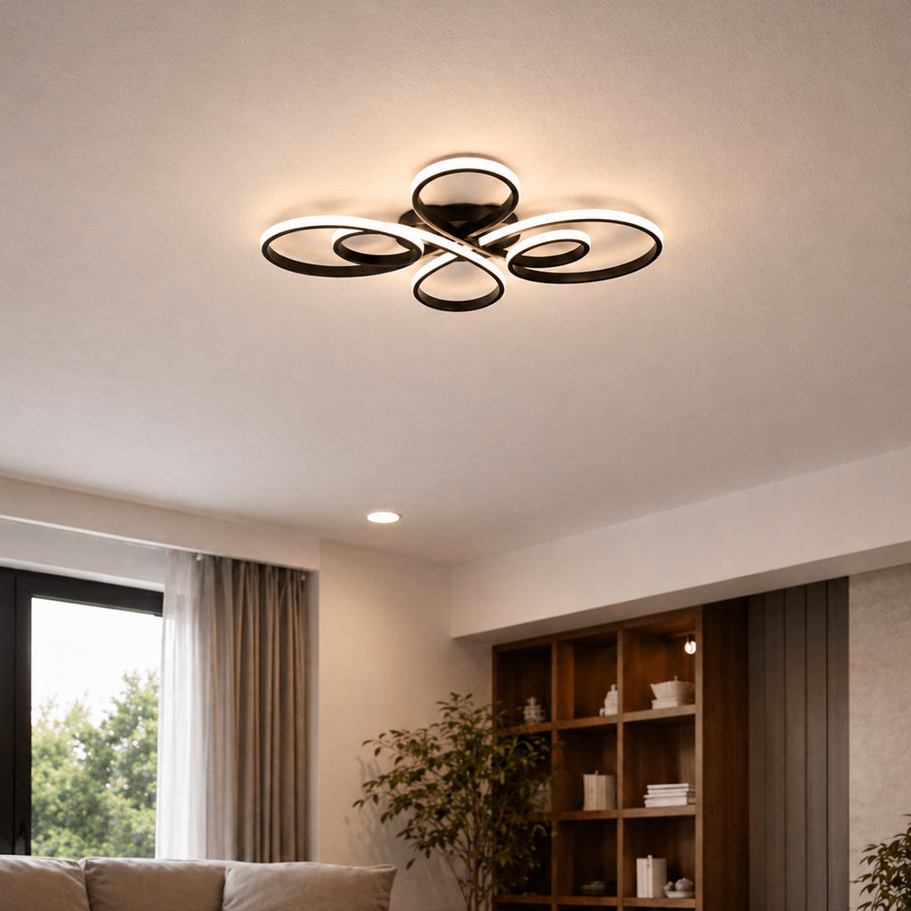 Modern LED Flush Mount Ceiling Light with Remote for Living Room