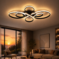 Modern LED Flush Mount Ceiling Light with Remote for Living Room
