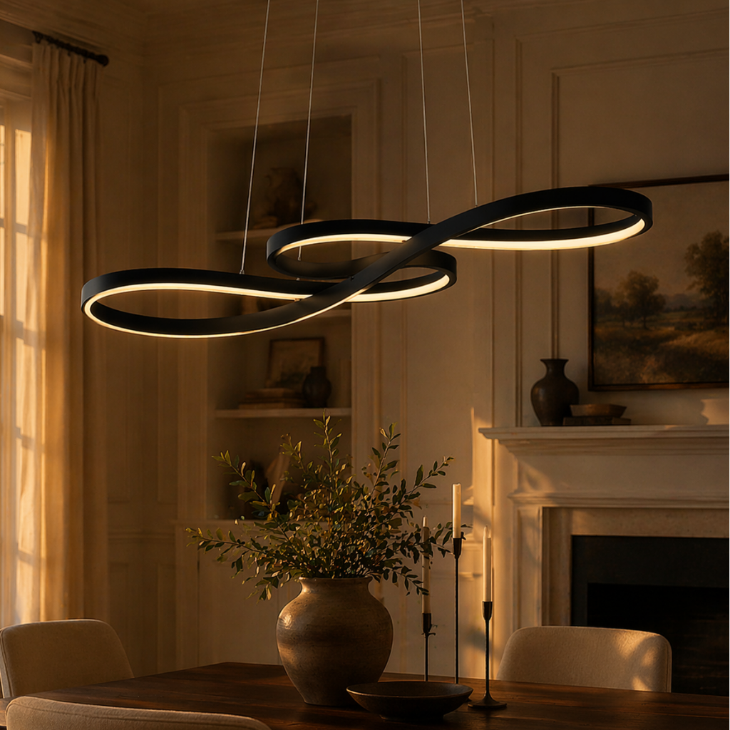 Modern Dimmable Infinity Loop LED Chandelier for Dining & Kitchen