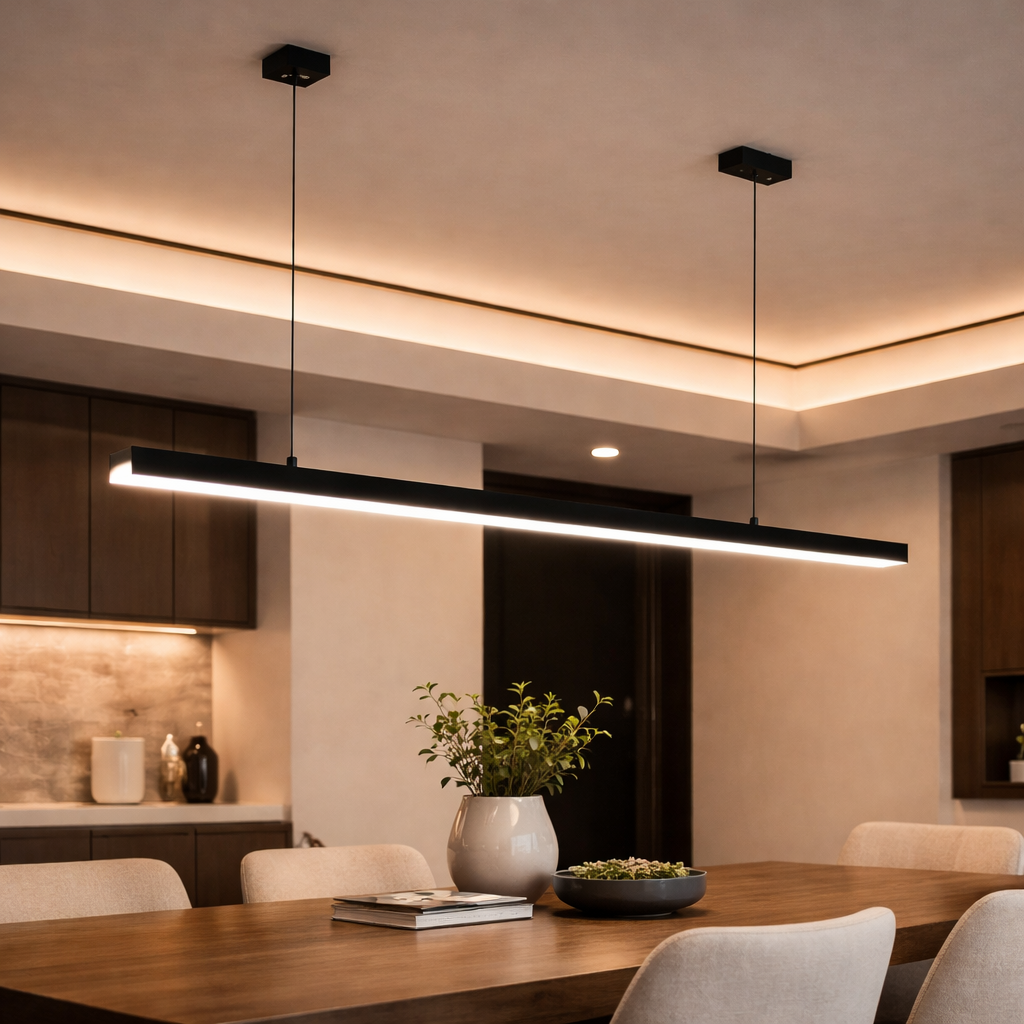 Modern Linear LED Pendant Light for Kitchen Island & Dining Room