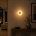 Modern Alabaster Marble Wall Sconce with Brass Accent for Hallway