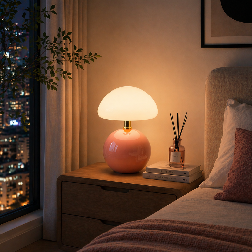 Modern Dimmable Mushroom LED Table Lamp in 5 Colors for Bedroom