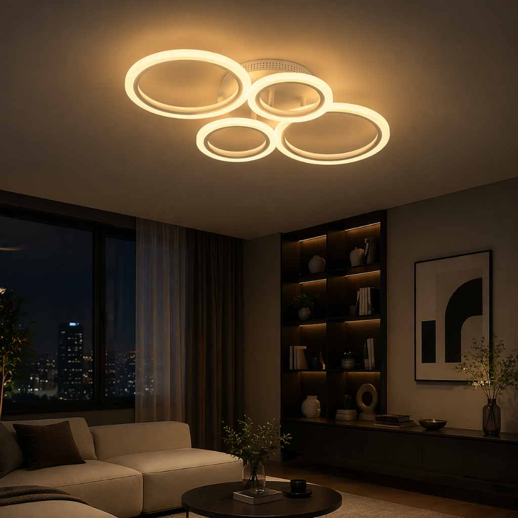 Modern LED Ring Flush Mount Ceiling Light for Living Room & Bedroom