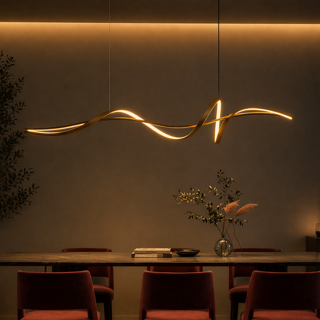 Modern Wave LED Pendant Chandelier for Dining & Living Room