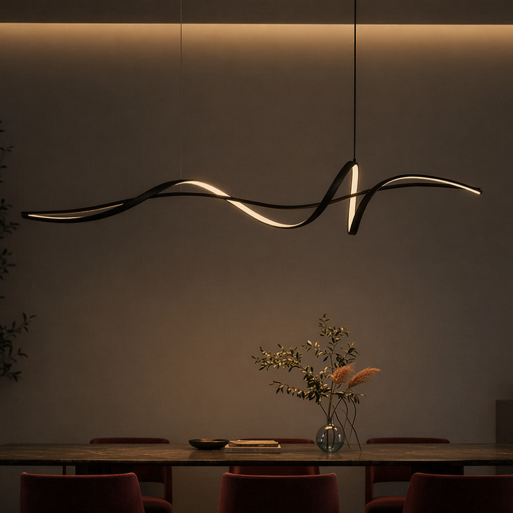 Modern Wave LED Pendant Chandelier for Dining & Living Room