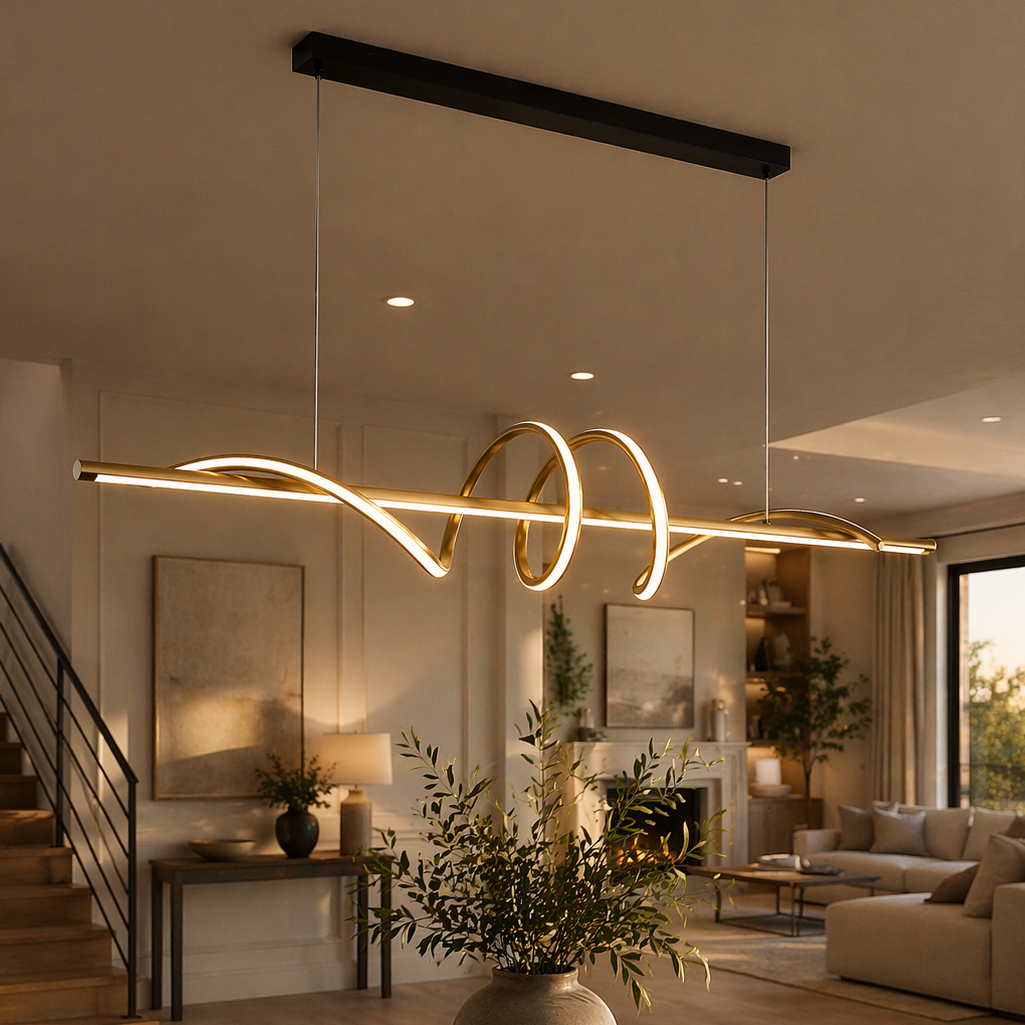 Modern Wave LED Pendant Chandelier for Dining & Living Room