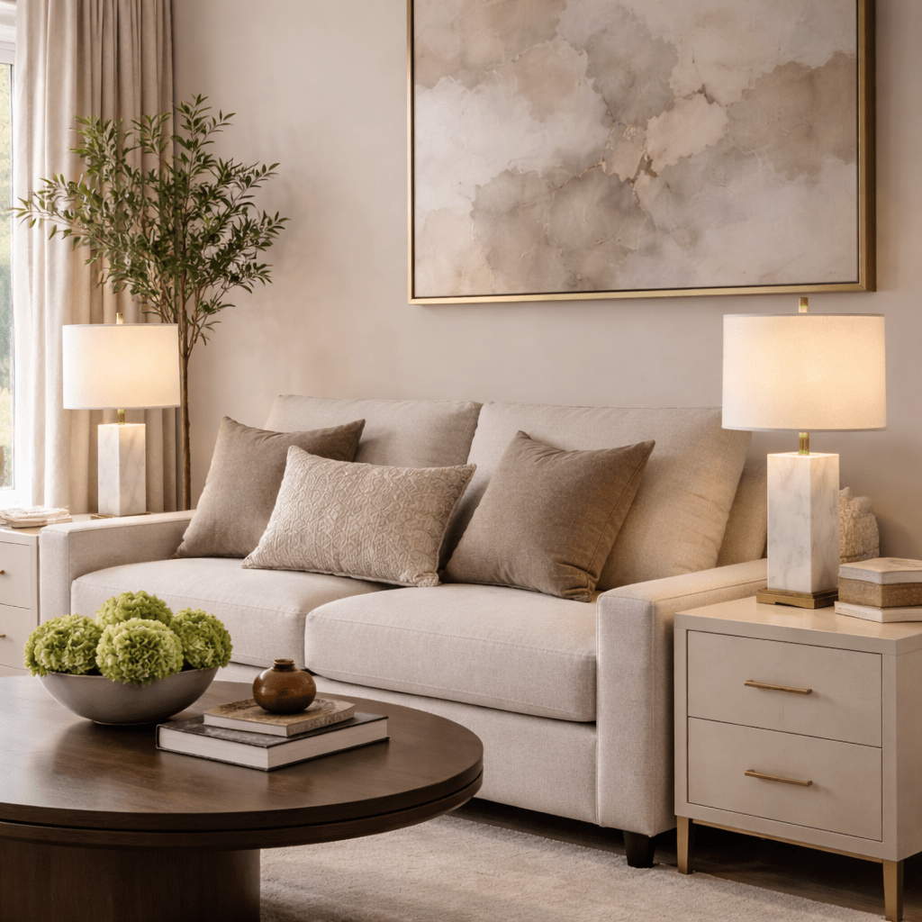 Modern Alabaster Table Lamps Set of 2 for Bedroom & Living Room - tonkert