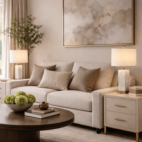 Modern Alabaster Table Lamps Set of 2 for Bedroom & Living Room - tonkert