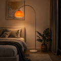 Modern Arc Floor Lamp with Glass Shade for Living Room & Bedroom - tonkert