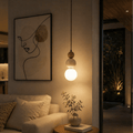 Modern Bauhaus Stone & Wood Pendant Light for Bar & Bedroom - tonkert