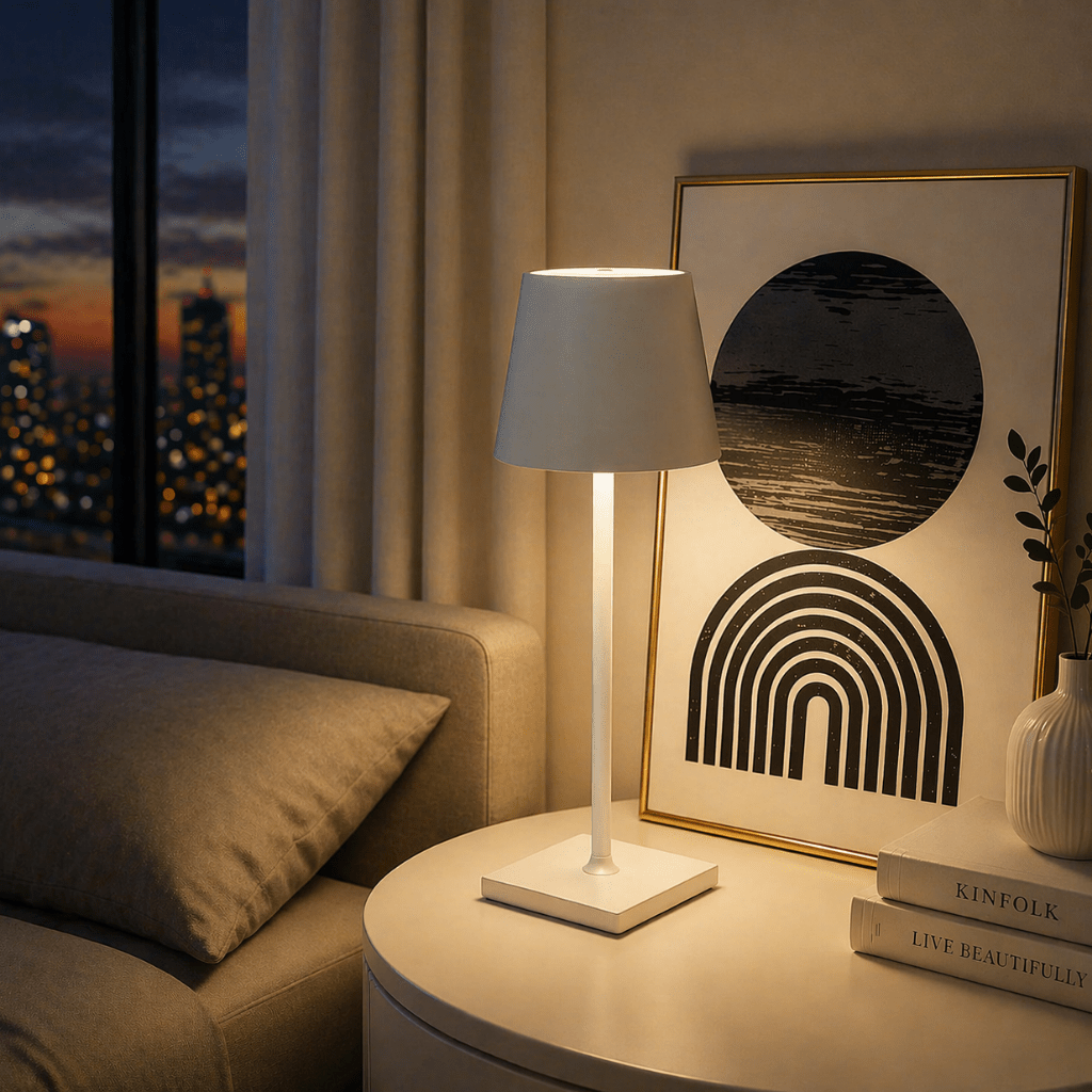 Modern Black LED Table Lamp for Bedside, Bedroom & Home Office - tonkert