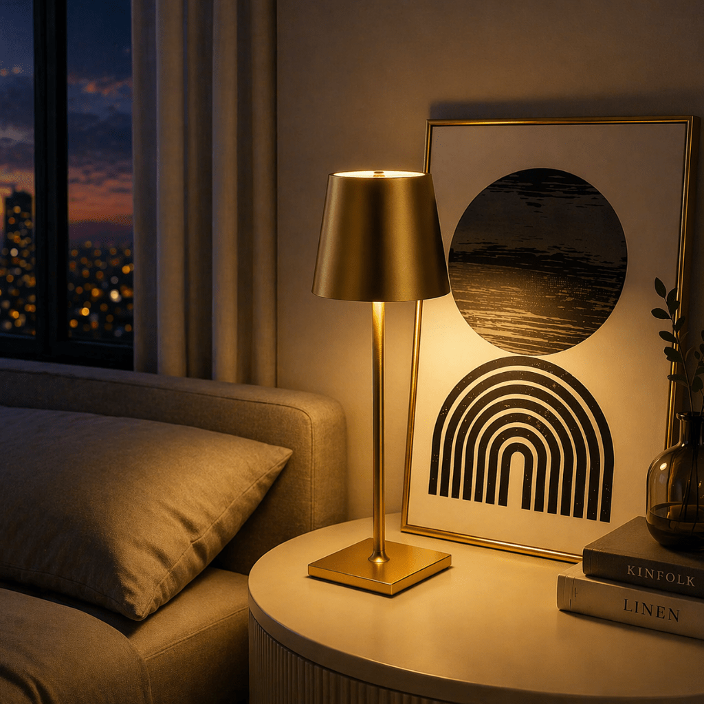 Modern Black LED Table Lamp for Bedside, Bedroom & Home Office - tonkert